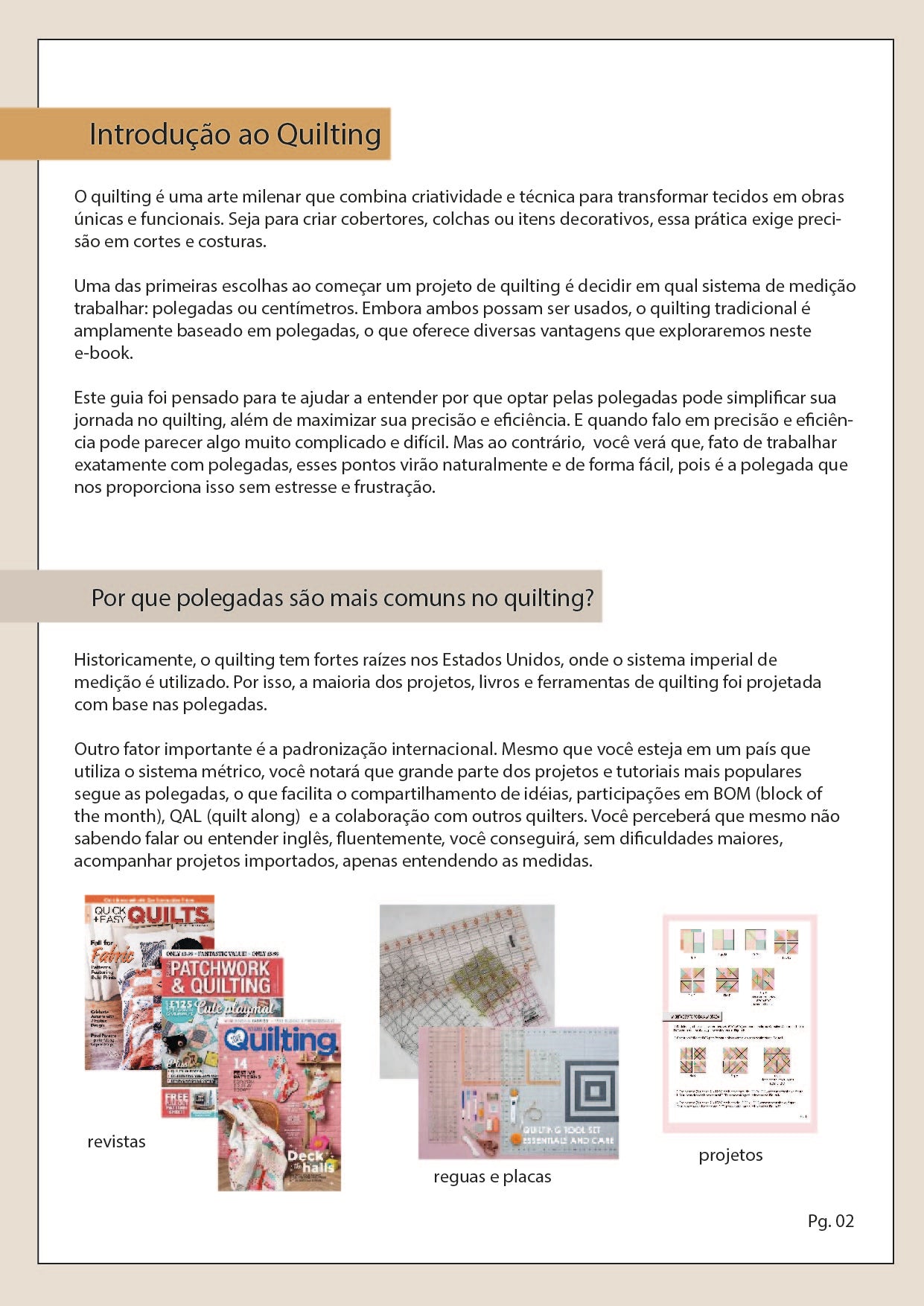 E-Book Vantagens de Fazer Quilts em Polegadas