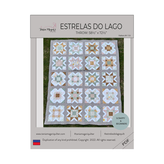 Estrelas do Lago Throw Quilt Pattern - English PDF